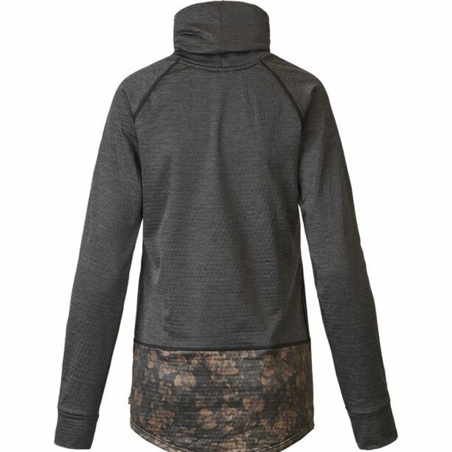 New * Picture Blossom Grid Fleece Women Black