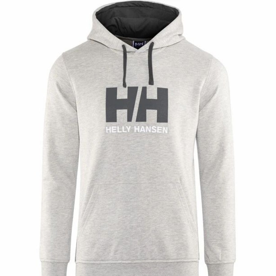 New * Helly Hansen Hh Logo Hoodie Men Grey Melange