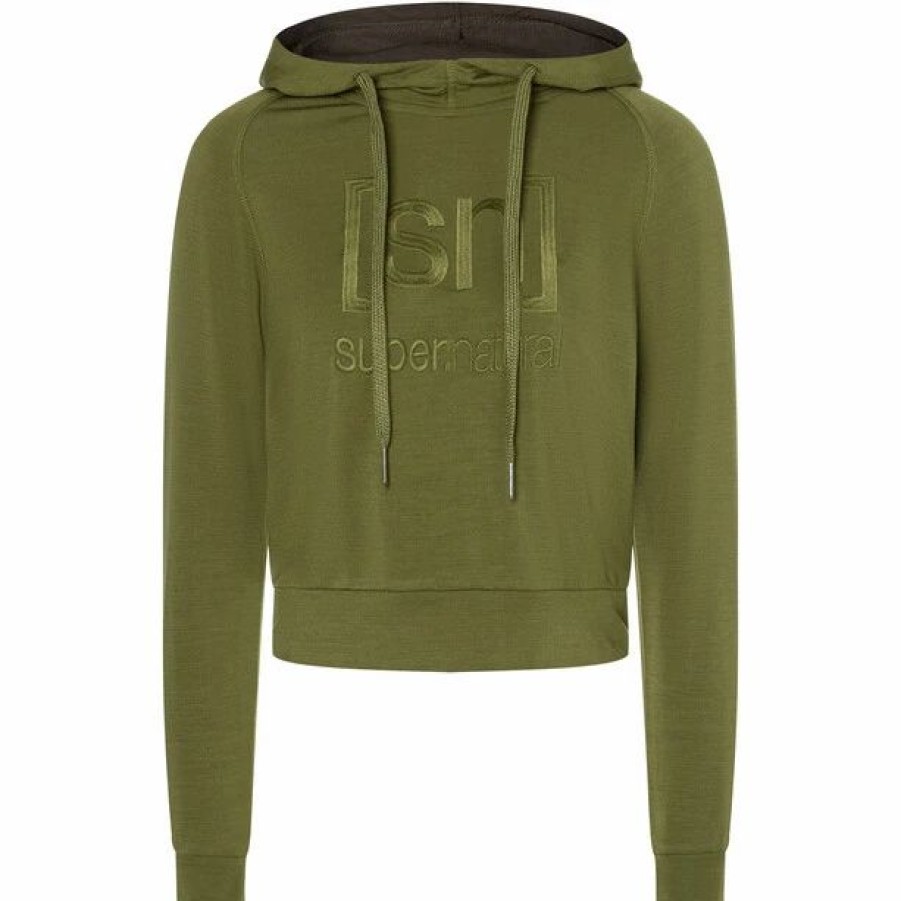 New * Super.Natural Liquid Flow Logo Hoody Women Avocado/Wren