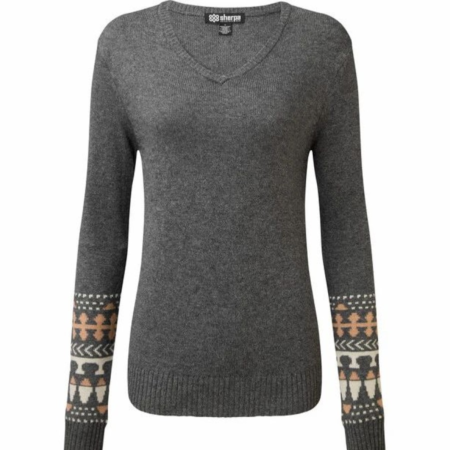 Clearance * Sherpa Maya V-Neck Sweater Women Kharani Grey