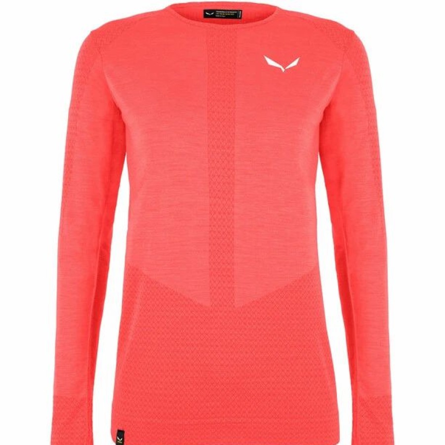 New * Salewa Zebru Responsive Ls Tee Women Fluo Coral