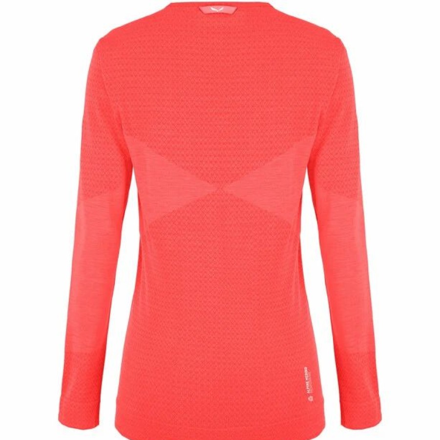 New * Salewa Zebru Responsive Ls Tee Women Fluo Coral