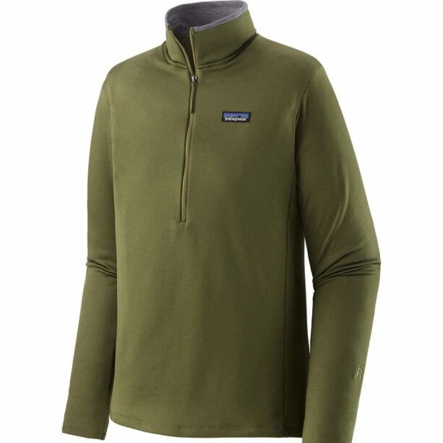 New * Patagonia R1 Daily Zip Neck Sweater Men Palo Green/Dark Palo Green X-Dye