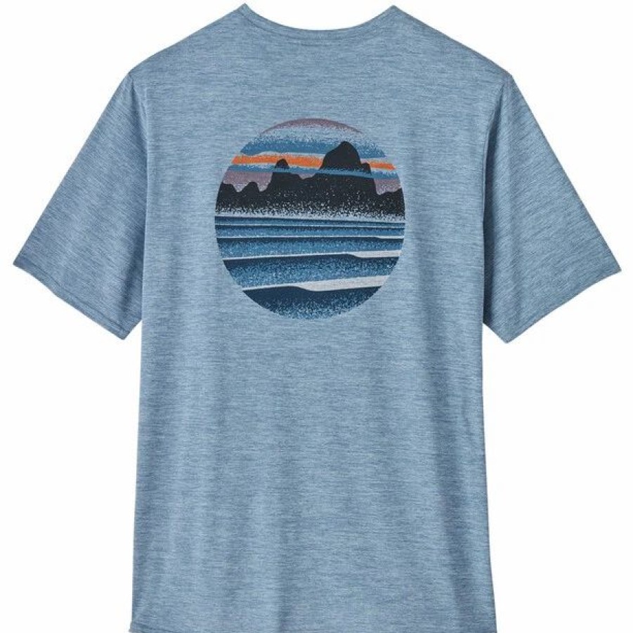 Best * Patagonia Cap Cool Daily Graphic T-Shirt Men Skyline Stencil/Steam Blue X-Dye