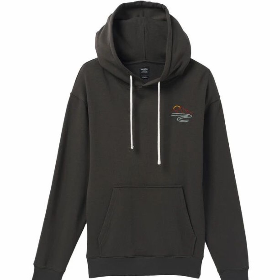 Clearance * Prana Organic Graphic Hoodie Women Washed Black Mountain