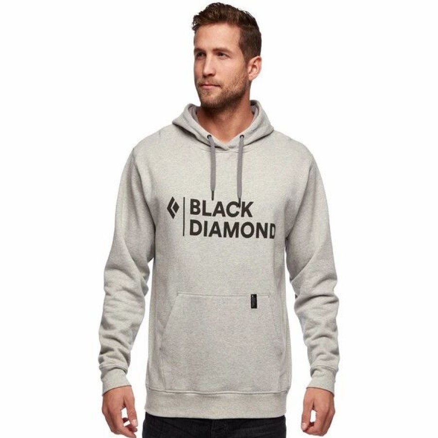 Clearance * Black Diamond Stacked Logo Hoody Men Nickel Heather