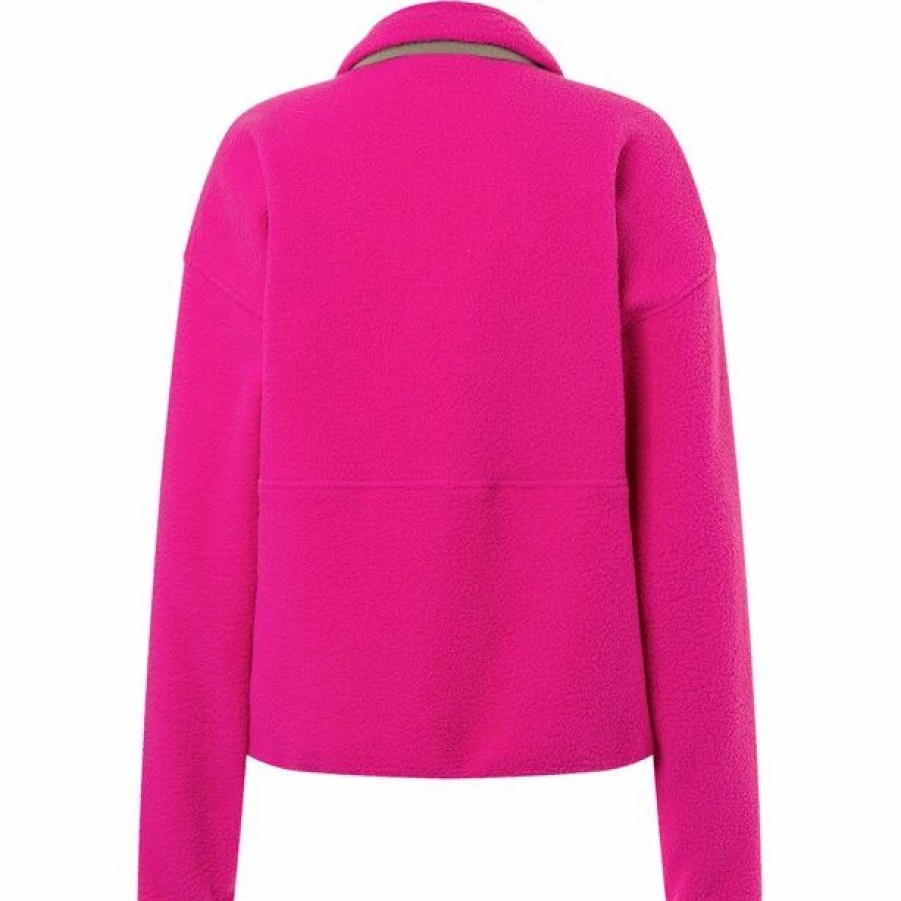 New * Marmot 94 E.C.O. Recycled Fleece Pullover Women Fuchsia Red/Vetiver